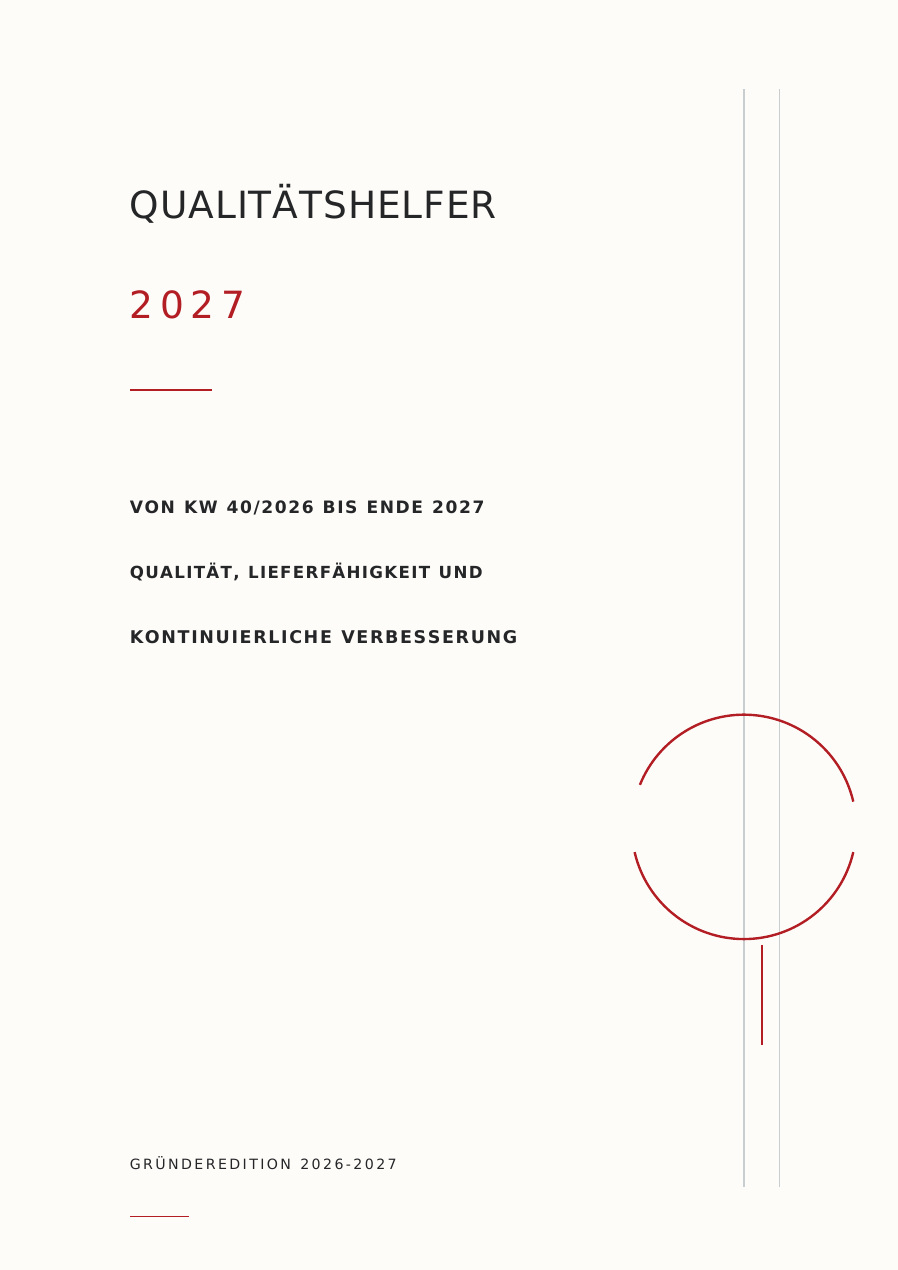 Vorderseite des Qualitätshelfers 2027 – Gründeredition